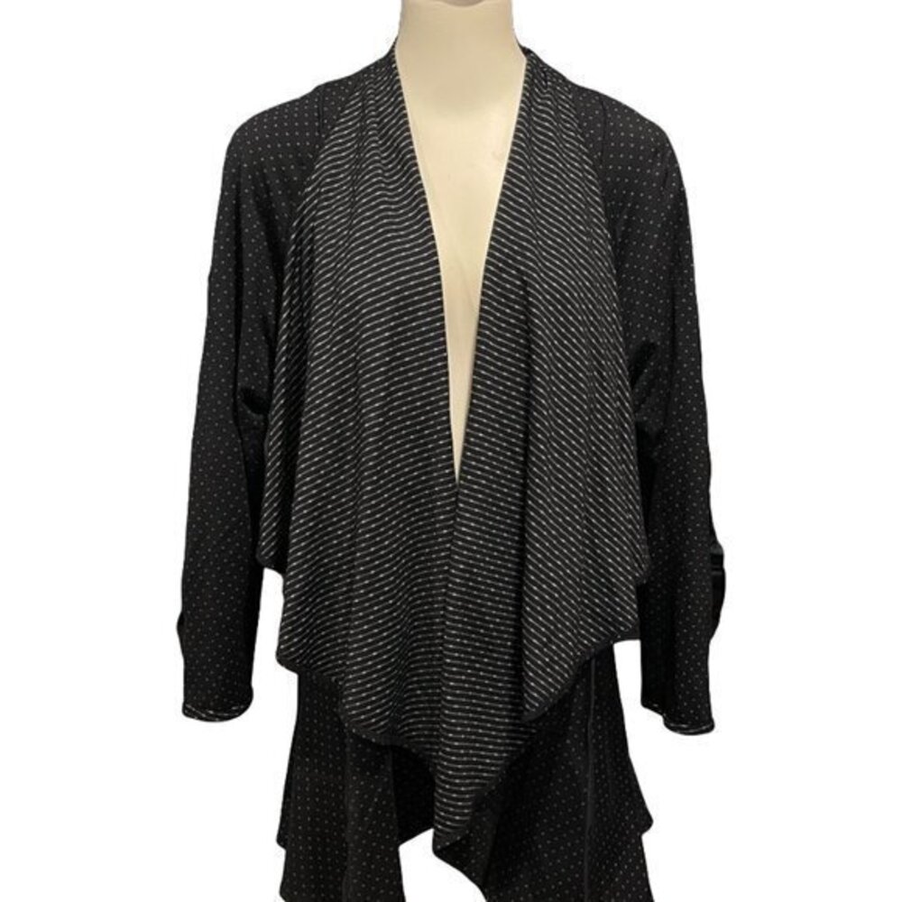 By JJ Long Sleeve Knit Waterfall Open Cardigan in Black Size S